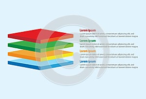 Vector of four 3D square layers infographic template