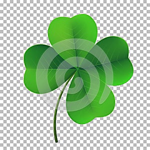 Vector four-leaf shamrock clover icon. Lucky fower-leafed symbol of Irish beer festival St Patrick`s day