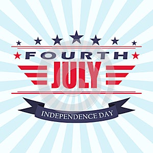 Vector Fourth of July background with stars and ribbon. USA Independence Day design. Template for 4th of July.