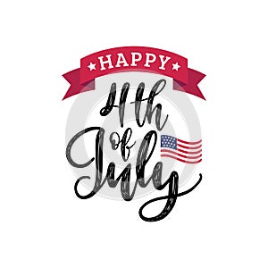 Vector Fourth of July hand lettering inscription for greeting banner etc.Happy Independence Day calligraphic background.