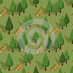 Vector fox in a forest