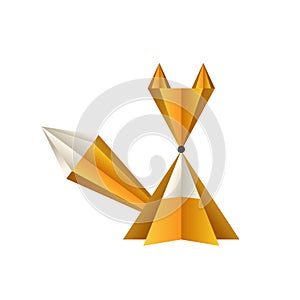 Vector fox of paper on white background