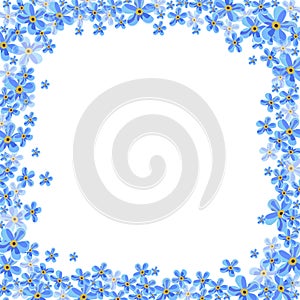 Vector frame with blue forget-me-not flowers