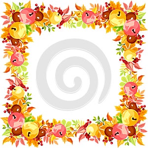 Vector frame with colorful autumn leaves.