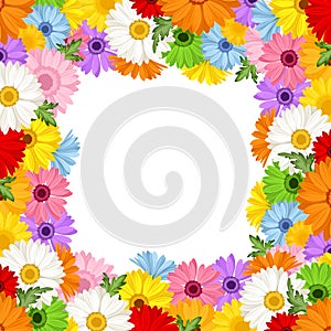 Vector frame with colorful gerbera flowers.