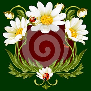 Vector frame with daisies in the shape of floral beast face