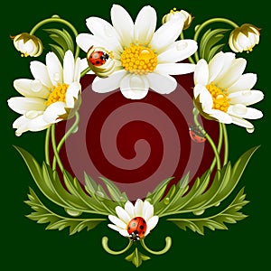 Vector frame with daisies in the shape of floral beast face photo