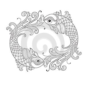 Vector Frame with fishes