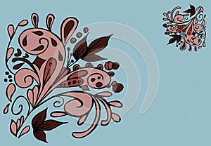 Vector frame with ornament abstract fugures.