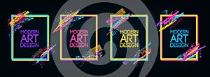 Vector frame for text Modern Art graphics for hipsters . dynamic frame stylish geometric black background . element for design