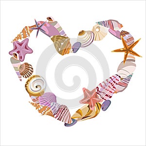 Vector frames from seashells. Decorative items from marine objects.