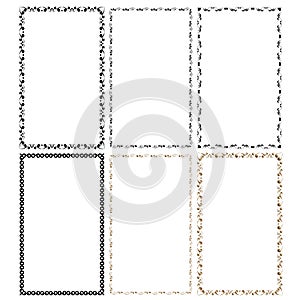 Vector frames in a set, black and gold on a white background