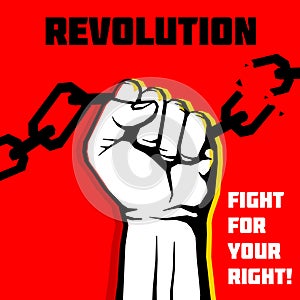 Vector freedom, revolution protest concept background with raised fist