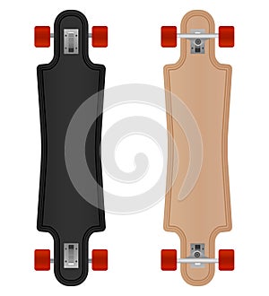 Vector freeride longboard isolated on white background.