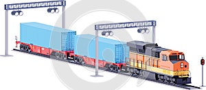 Vector freight train and container railcars