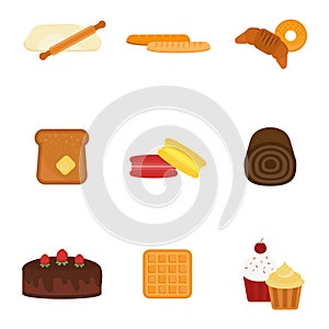 Vector fresh baked bread products icons