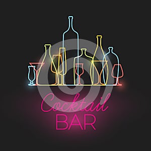 Vector Fresh Cocktail bar neon sign