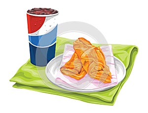 Vector of fresh pastries with pepsi