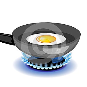 Vector fried egg on a frying pan