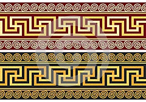 Vector frieze with Greek ornament (Meander) photo
