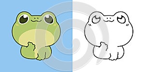 Vector Froggy Multicolored and Black and White. Beautiful Clip Art Animal. Cartoon Vector Illustration of Kawaii