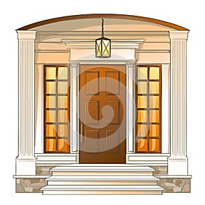 Vector front door from traditional luxury house.