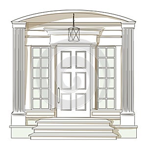 Vector front door from traditional luxury house.