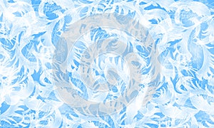 Vector frost glass pattern. Winter blue background.