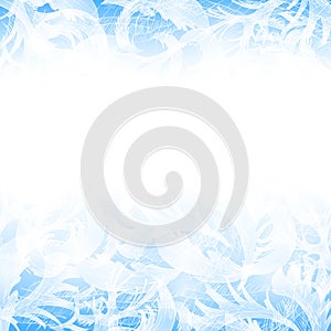 Vector frost glass pattern. Winter blue background.