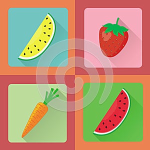 Vector fruit icon set