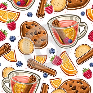 Vector Fruit Tea seamless pattern