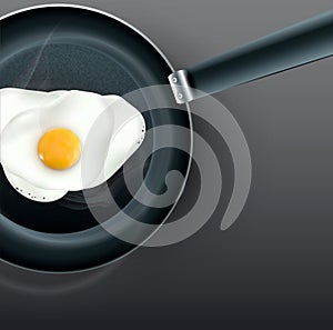 Vector frying pan with fried eggs