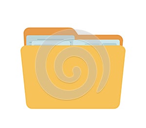 Vector full folder, yellow container for documents