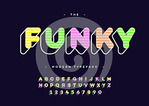 Vector funky alphabet 3d bold typography colorful style