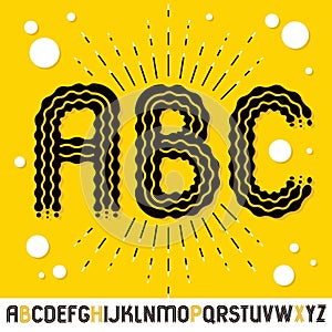 Vector funky capital English alphabet letters, abc collection. Rounded bold retro font, typescript can be used as logo design