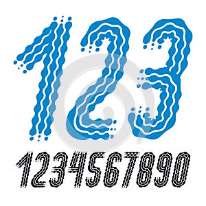 Vector funky, ornate numbers collection. Rounded bold italic numerals from 0 to 9 can be used in retro, disco, pop poster design.