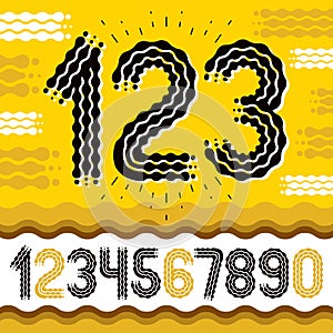 Vector funky, ornate numbers collection. Rounded bold numerals f