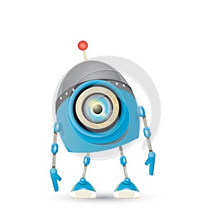 Vector funny cartoon blue robot character