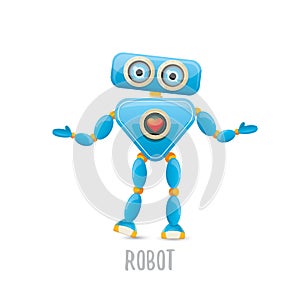 Vector funny cartoon blue robot character