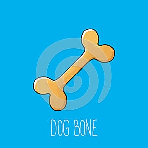 Vector funny cartoon cute brown dog bone