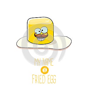 Vector funny cartoon cute fried egg character isolated on white background. My name is fried egg concept illustration