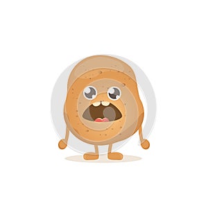 Vector funny cartoon cute smiling tiny potato isolated on white background. vegetable funky character