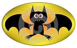 Vector Funny Halloween bat cartoon sign. Illustration isolated on white background