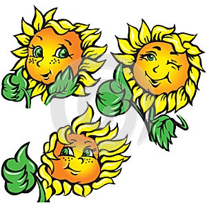 Vector funny sunflower shows ok