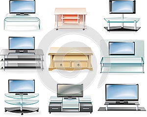 Vector furniture icon set. Tv Stands