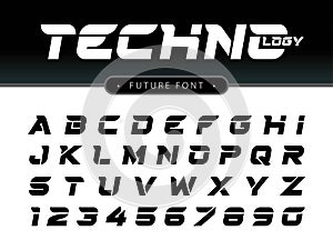 Vector of Futuristic Alphabet Letters and numbers, Future Techno stylized fonts