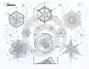 Vector futuristic HUD infographics elements set