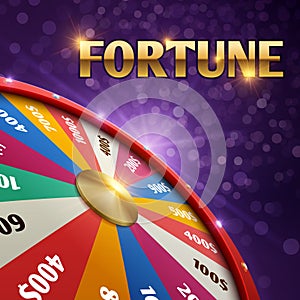 Vector gambling background with 3d fortune chance wheel