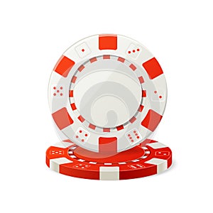 Vector Gambling Red and White Poker Chips