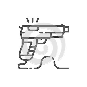 Game gun, pistol line icon.